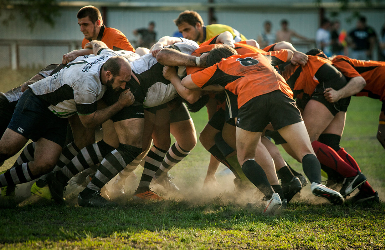They scrum to retrieve the ball